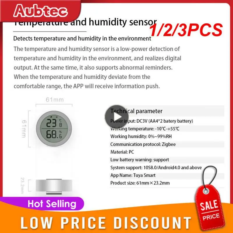

1/2/3PCS Tuya ZigBee Smart Temperature and Humidity Sensor Seedling Smart Home High precision with Wire Probe Work With Alexa