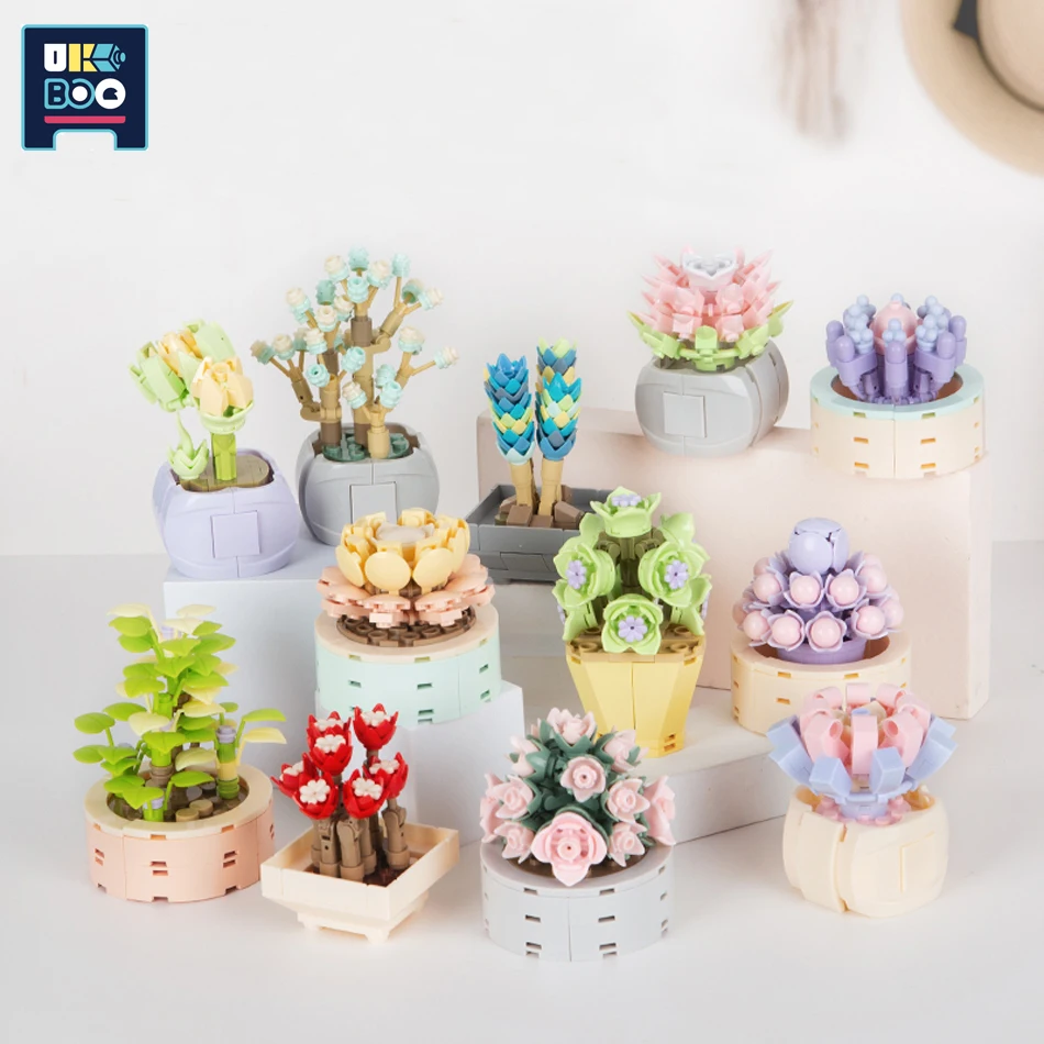 

Creative Succulent Plant MOC Bonsai Building Blocks City Friends Home Decoration DIY Garden Flowers Bricks Set Toys for Children