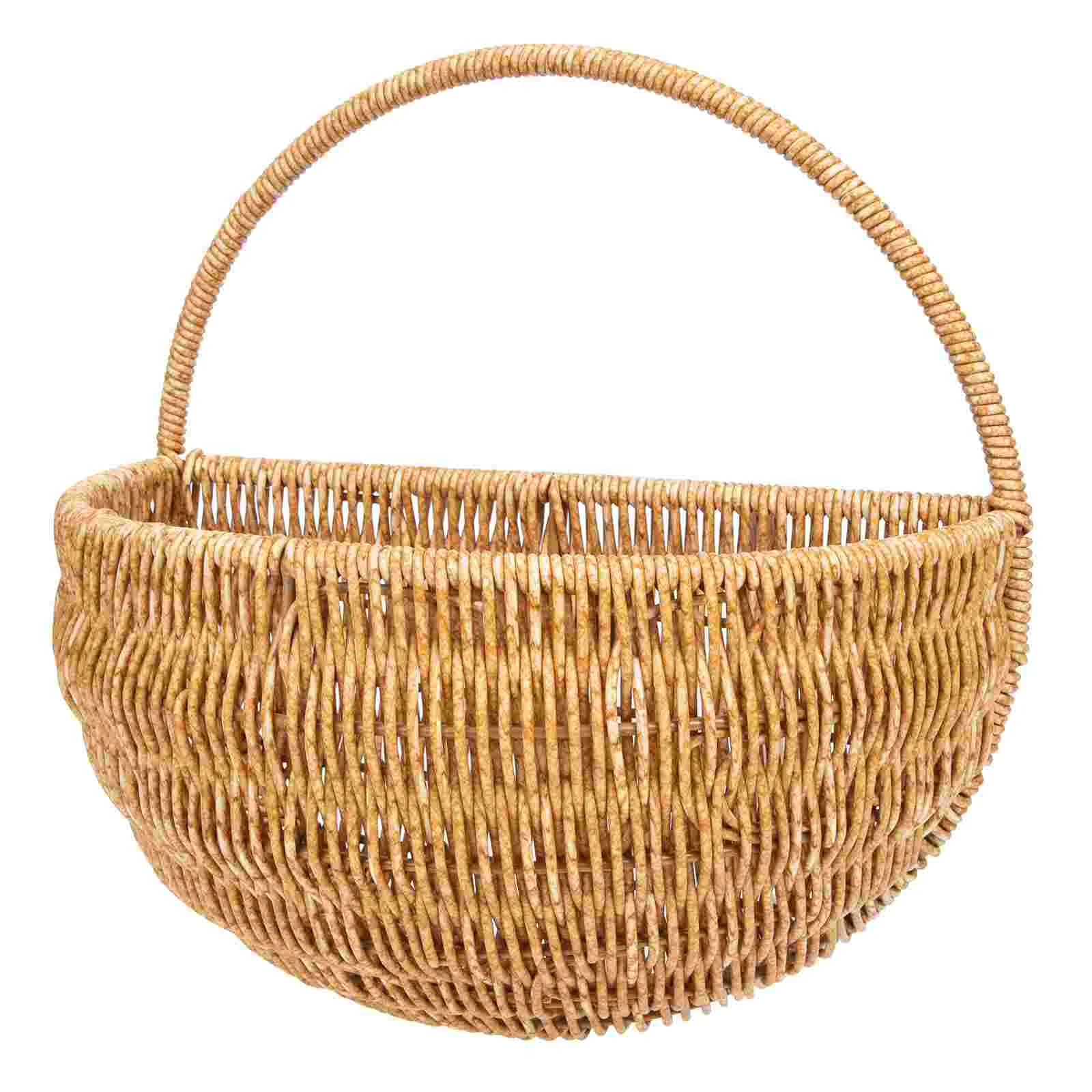 

Basket Hanging Wall Planter Woven Flower Storage Baskets Rattan Wicker Organizing Pot Egg Container Garlic Fruit Mounted Railing