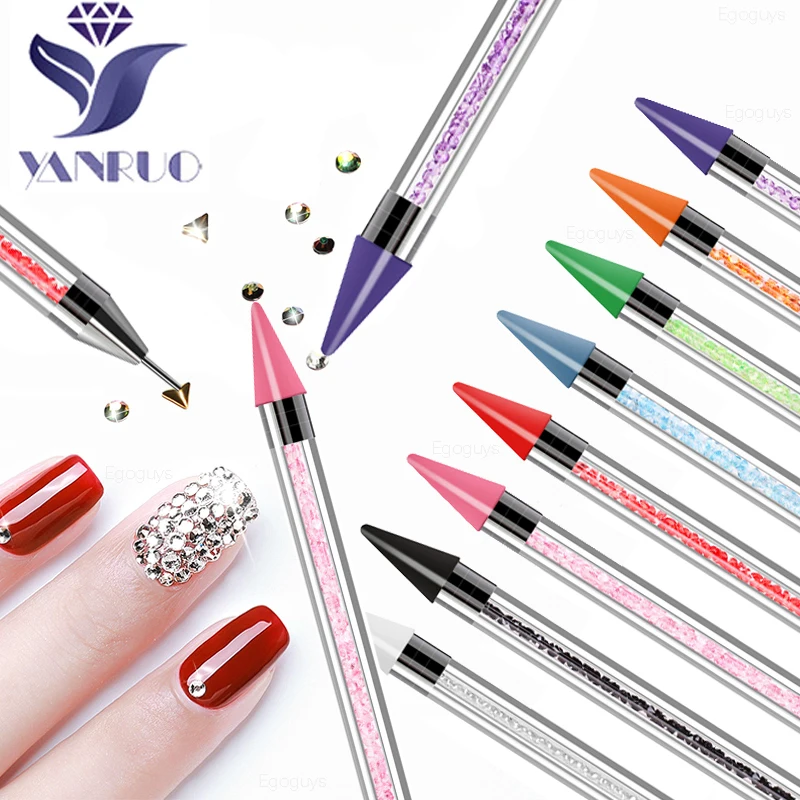 

Dual Head Matel Acrylic Crystal Wax Picker Dotting Pen Point Drill Tool DIY Design For Nail Art Decorations One Unit