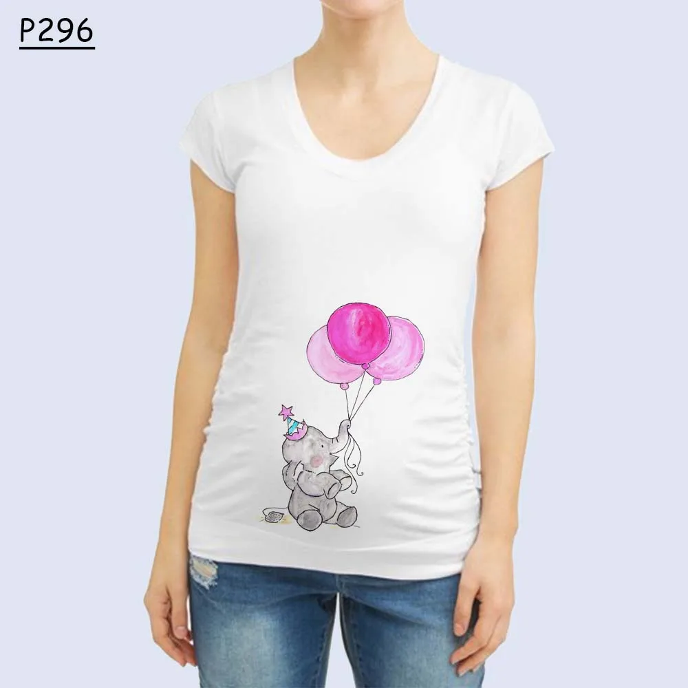 Простая мультяшная Одежда для беременных летняя белая одежда с коротким рукавом