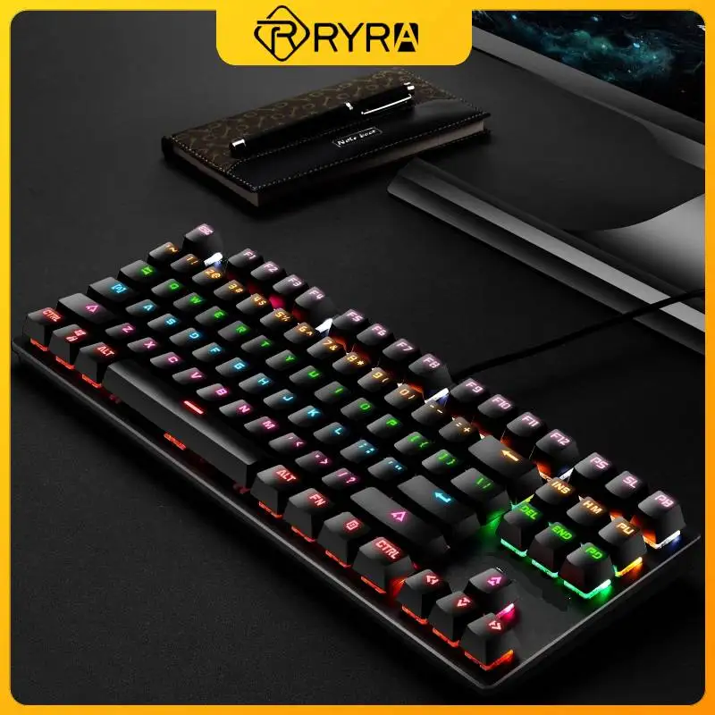 

Игровая Механическая Проводная клавиатура RYRA, 87 клавиш, игровая клавиатура с смешанной подсветкой, LED USB, для геймеров, ПК, ноутбуков