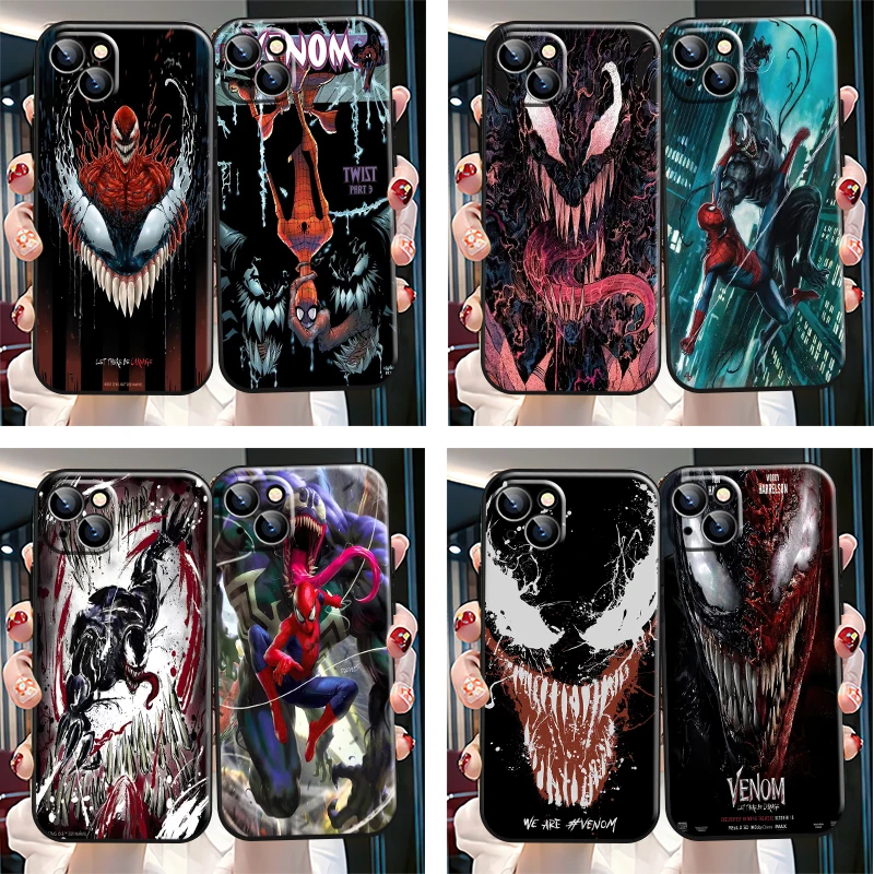 

Spiderman Venom Iron Man Phone Case For iPhone 13 12 11 Pro Mini X XR XS Max SE 5 6 6s 7 8 Plus Cases Back Liquid Silicon TPU