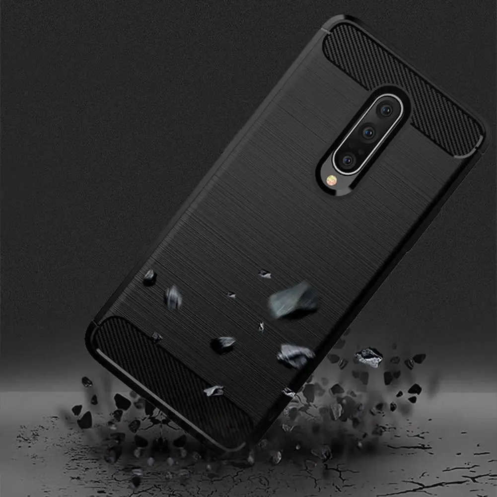 

Hot Sale Phone Case Multi-function Soft TPU Shell Back Cover Carbon Fiber Brushed Protective Case for OnePlus 7 Pro