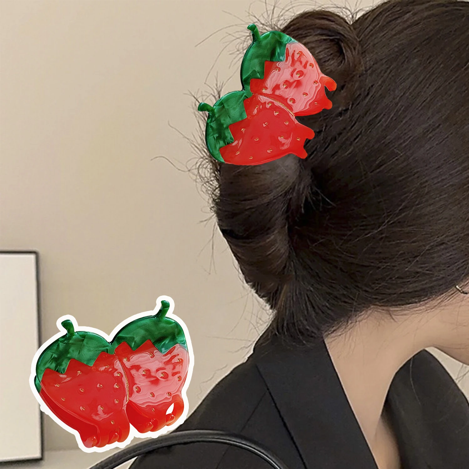 

1pcs Korean Summer Fruit Strawberry Shape Acetate Hair Accessories Hairpin Hair Claw Clips Woman Girls Headwear Y2K Cute Sweet