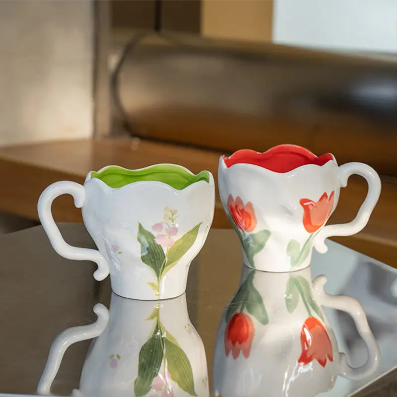 

Korea Ins Wind Handmade Cup Retro Ceramic Milk Coffee Hand Pinch Cup Irregular Niche Creative Girl Heart