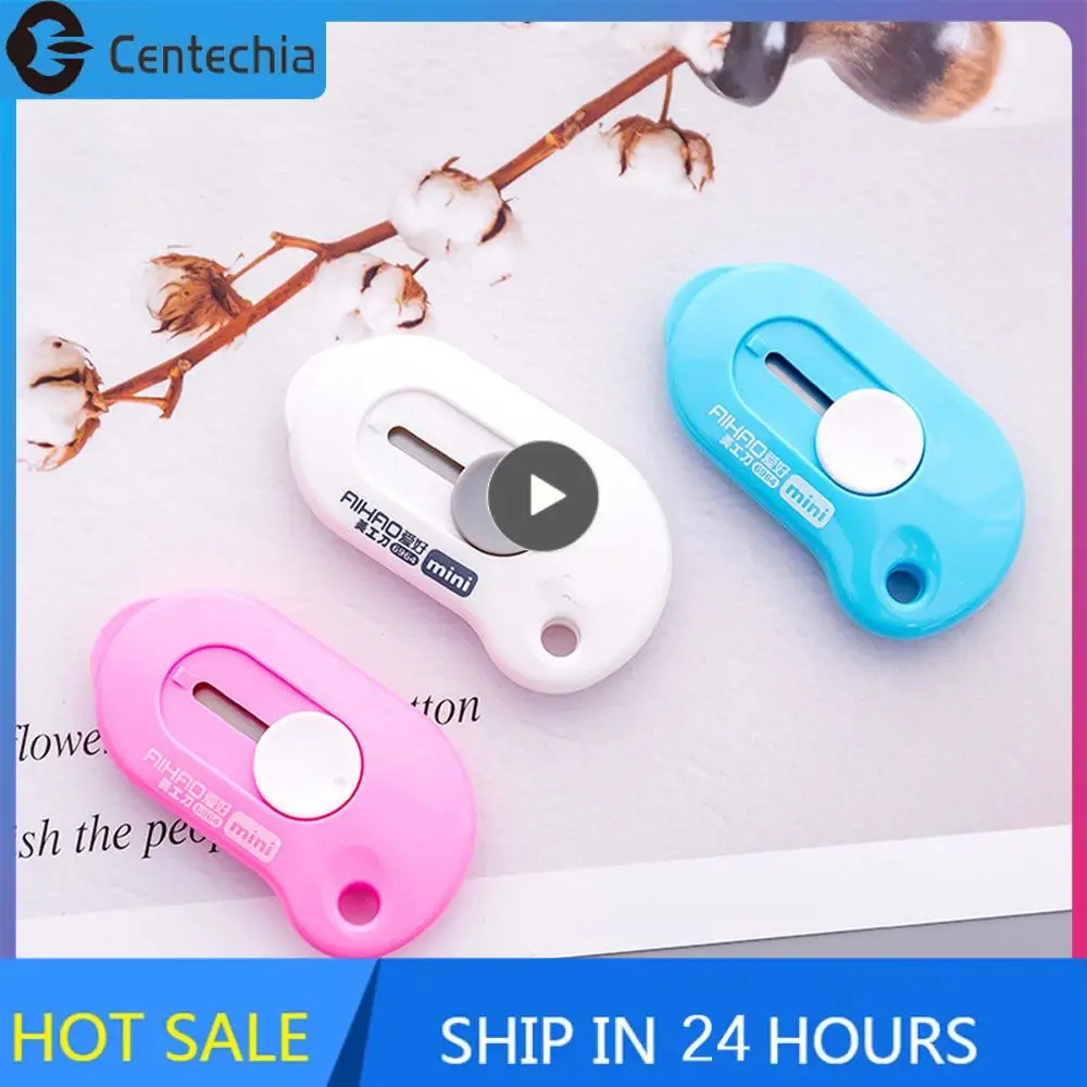 

6 4cm Letter Opene Mini Portable The Knife Safe Small Size Box Opener Knife Pink Blue White Office Paper Cutter Smooth Surface