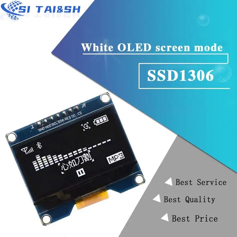 Модуль SSD1309 7-контактный OLED-экран 1 54 дюйма белый совместим с SSD1306 SPI интерфейс 128*64 -