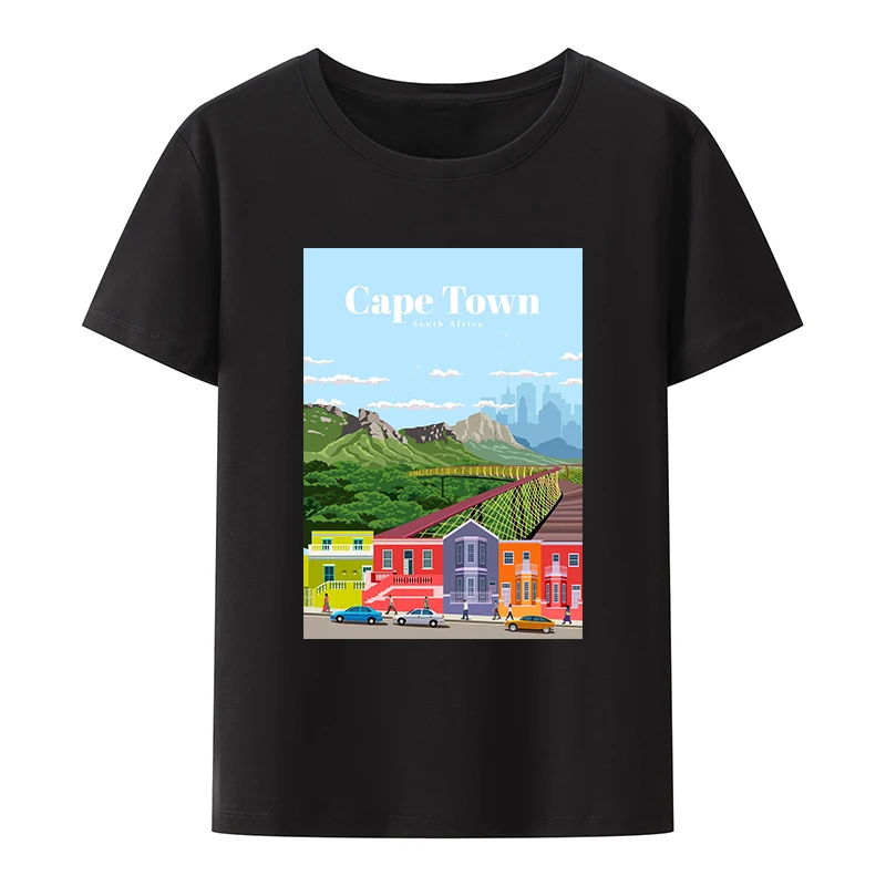 

Cape Town South Africa Cotton T-shirt Travel Commemorative Anime Style Men's Clothing Short Sleeve Tee Short-sleev Tees Casual