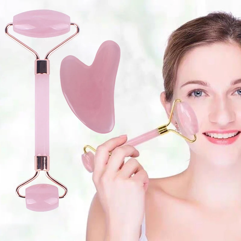 

Natural Jade Guasha Stone Scraper Board Massage Rose Quartz Skin Care Tools Roller Facial Beauty Lifting Wrinkle Remove Massager