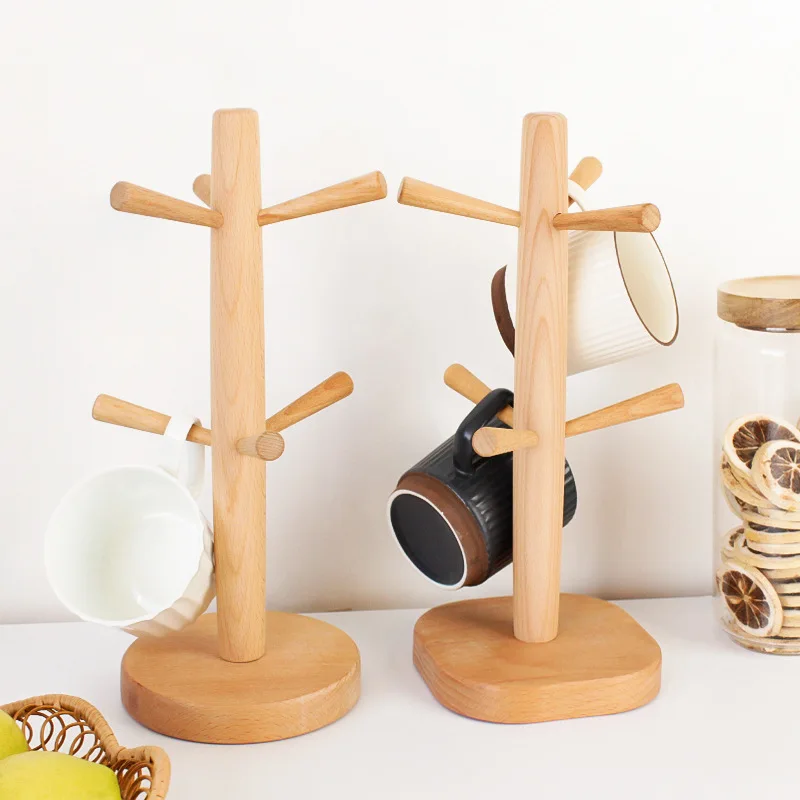 

Simple Household Kitchen Solid Wood Drying Cup Holder Water Cup Upside Down Shelf Mark Glass Teacup Storage Drain Storage Rack