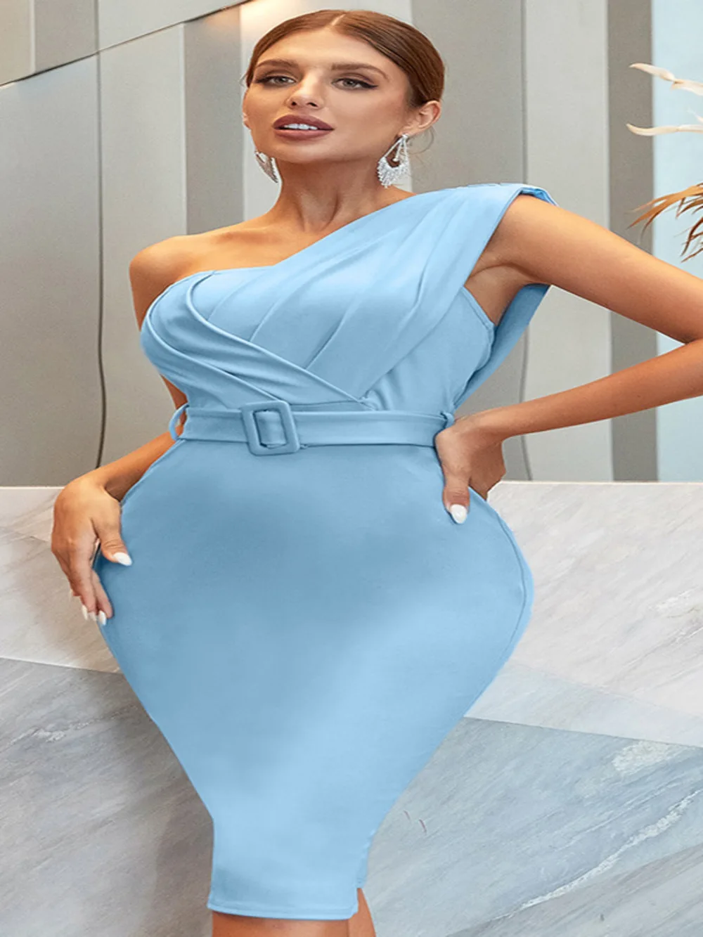 

Justchicc 2022 New Summer Sexy One Shoulder Sleeveless Evening Dress Celebrity Club Dress Vestidos Fashion Women's Wear