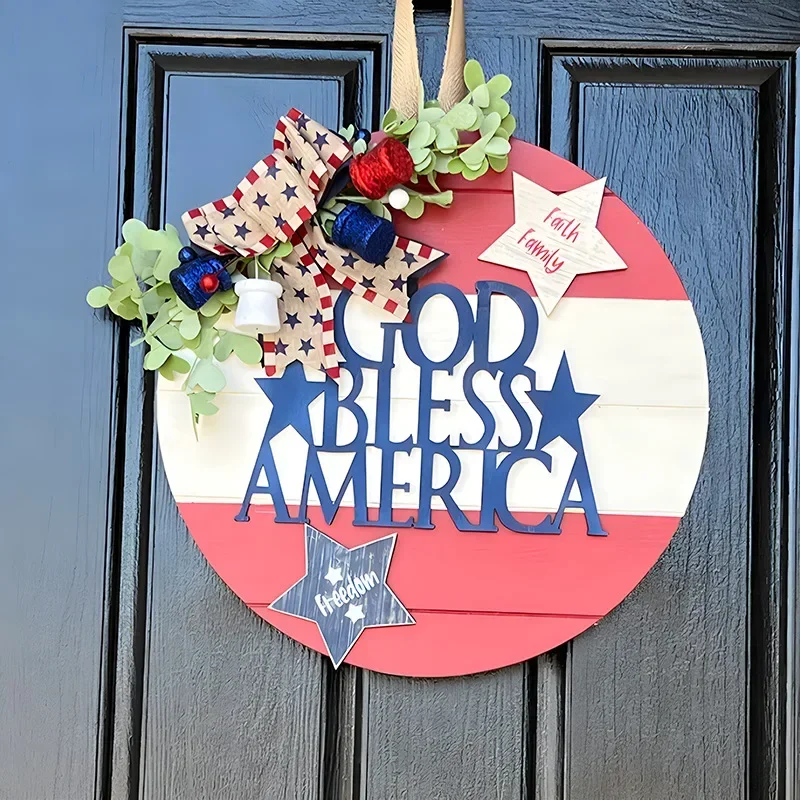 Деревянная дверная тарелка на День Независимости украшение для дома подвеска