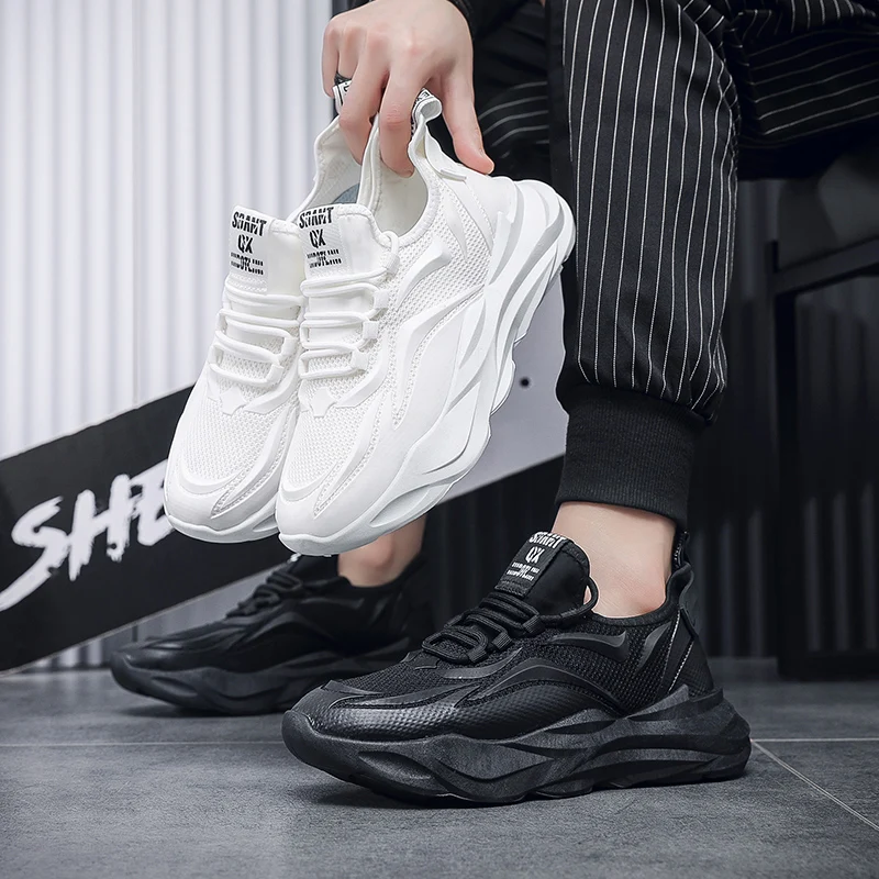 Casual Sports Sneakers for Men 2023 New Original Summer Breathable Running Shoes Male White Black Fashion Footwear Free Shipping