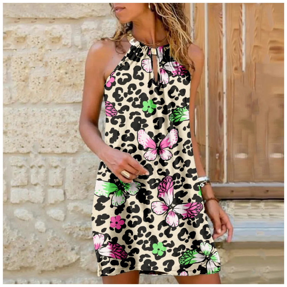 

Женское платье Abito Y2k, мини платья, сексуальное платье, женские платья, летние пляжные вечерние платья с леопардовым принтом и бабочками
