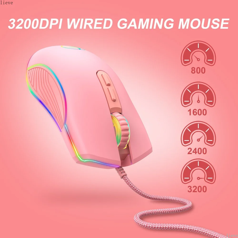 

USB-C Mouse 4 Backlight Modes RGB Wired Gaming Mouse With Type-C And USB For Apple MacBookPro Windows PC More USB TypeC Devices