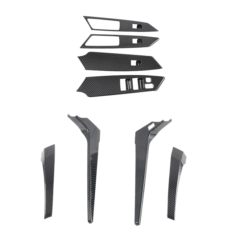 

For Mitsubishi Pajero Sport 2020 4PCS Gear Shift Knob Frame & 4PCS Side Door Window Lift Switch Buttons Cover