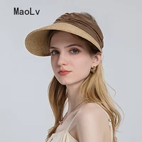 Summer Woman Empty Top Hat Straw Sun Hats Anti-UV Female Visor Panama Beach Cap Outdoor Sport Fishing Vacation