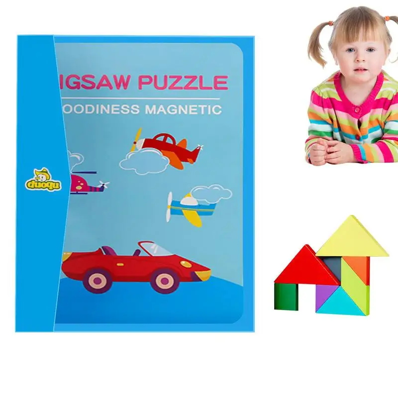 

Tangram Puzzles For Kids Magnetic Multishapes Wooden Blocks Brain Teaser Logic Puzzle Game Polished Portable Montessori