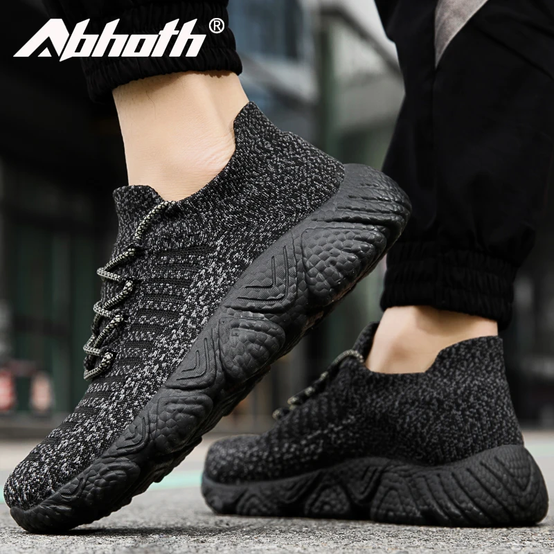 Abhoth Mannen Ademend Vliegende Geweven Casual Schoenen Mannen Hoge Elastische Lichtgewicht Sport Schoenen Anti-Slip Sneakers