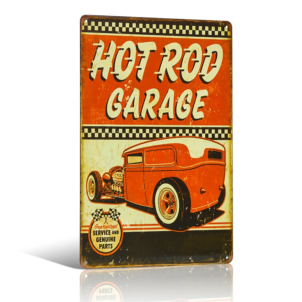 

Vintage Metal Tin sign Hot rod garage Car License Plate Pub Restaurant Coffee Cafe Hotel Decor for Public Craft Wall Signs