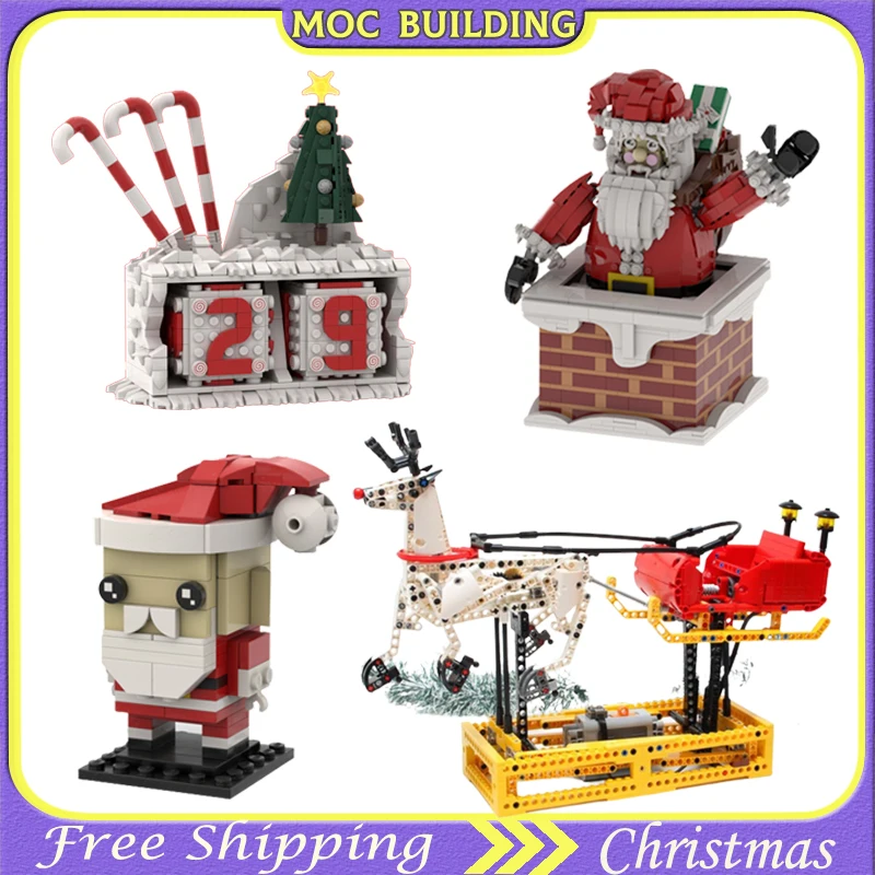 

Building Blocks Christmas Santa Claus Countdown Timer Figure Church Tree Deer Mini Bricks Toys for Children Christmas Gift