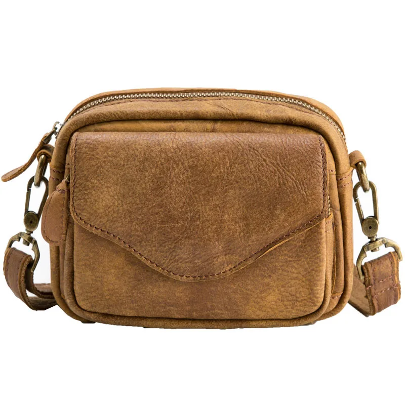 Cobbler Legend Shoulder Crossbody Bags Man Leather Fanny Pack for Men Cowhide Genuine Leather Square Small Bag