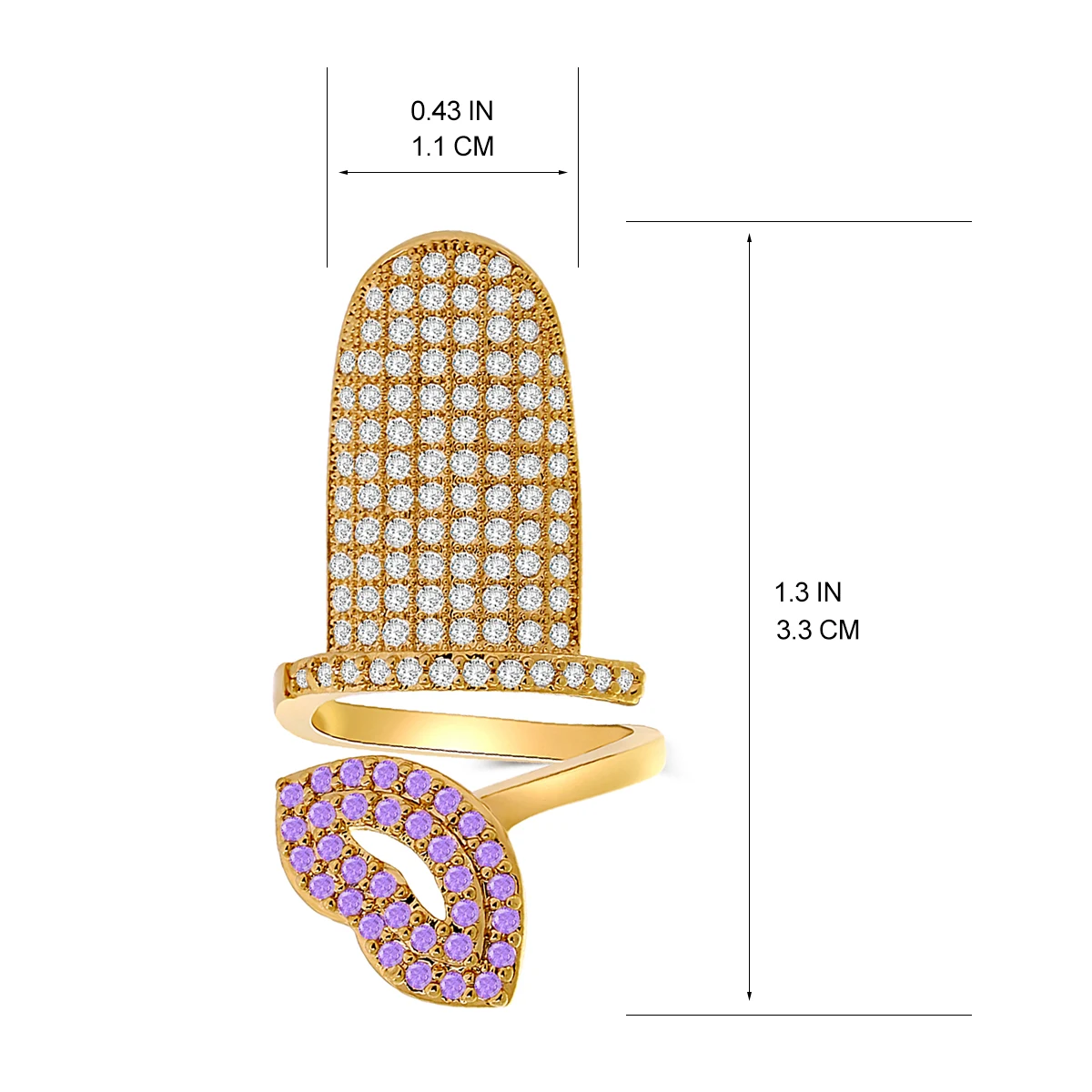 Высокое качество чистого золота с инкрустацией цирконом в стиле хип-хоп кольцо