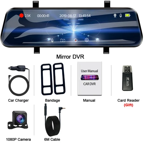 Автомобильный видеорегистратор Acceo 1440P с сенсорным экраном, видеорегистратор с двойным объективом, зеркальная камера, видеорегистратор, автомобильный черный ящик, поддержка GPS, Wi-Fi, 24-часовой парковки
