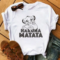 hakuna matata lion king graphic printed women t shirt unisex fashion short sleeve tshirts female ladies girls disney tops tee