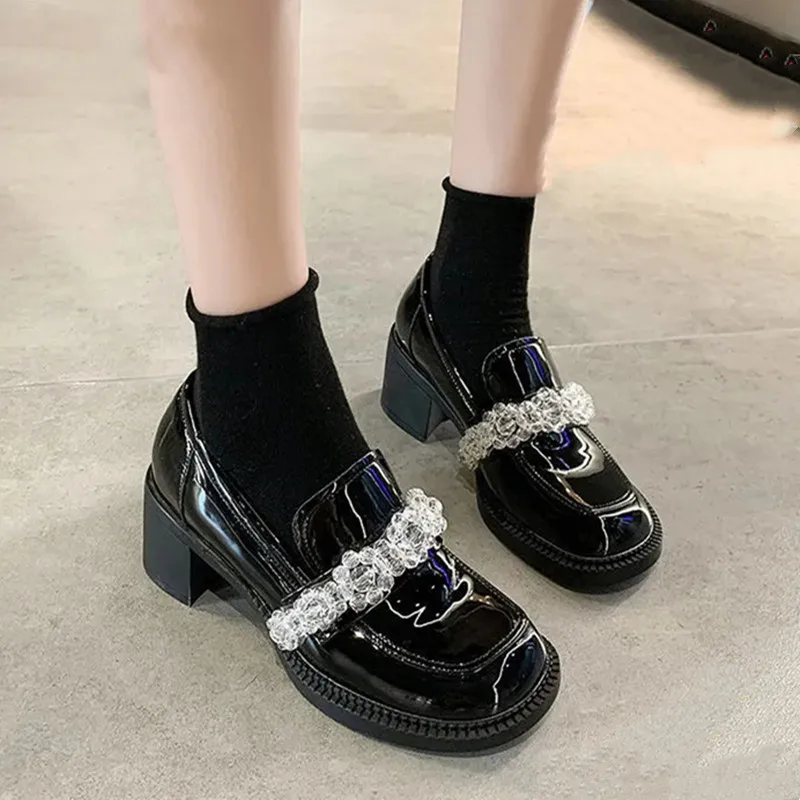 

Женские туфли с круглым носком, черные удобные туфли в стиле «Лолита» для студентов и школы, бежевые, 615