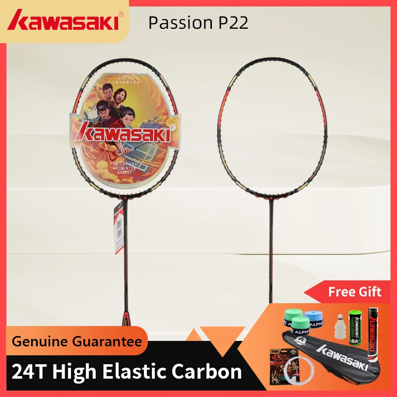 Kawasaki 24T Carbon Fiber Badminton Racket Original Competition Training with Overgrip Shuttlecock Badminton Racquet