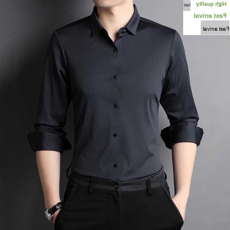 

New 2023 Spring Brand Fall Long Sleeve Shirt For Men Casual Fashion Fit Elastic Breathable English Style For Male Quality Shirt