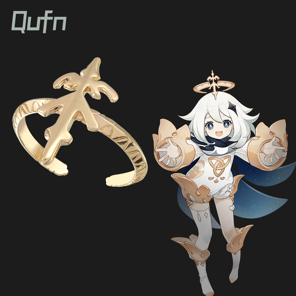 

Anime Game Genshin Impact Paimon Ring Layered Open Adjustable Finger Rings Gold Color Metal Alloy Fashion Jewelry Accessories
