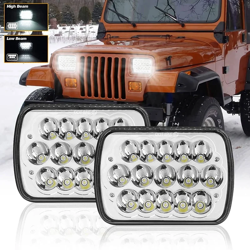 

2Pcs 5X7 7X6 Inch Car LED Headlight LED Headlight Car High and Low Beam for Jeep Wrangler 87-95 84-01 Cherokee XJ GMC