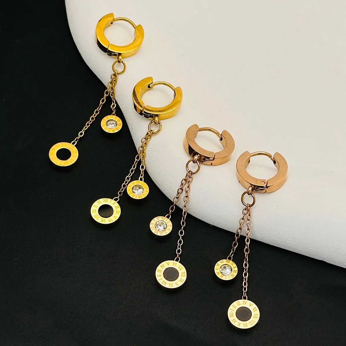 Модные серьги-подвески с римскими цифрами и кисточками для женщин 2024 новые