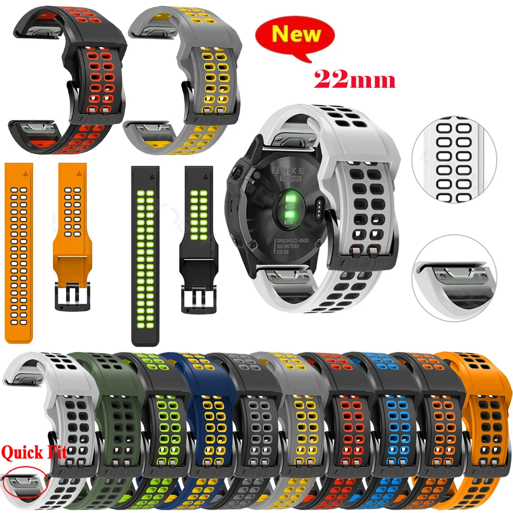 

22MM Strap For Garmin Fenix 6 6Pro 7 5 5 Plus 935 945 Coros VERTIX Quick Release Silicone Sports Bracelet Wristband