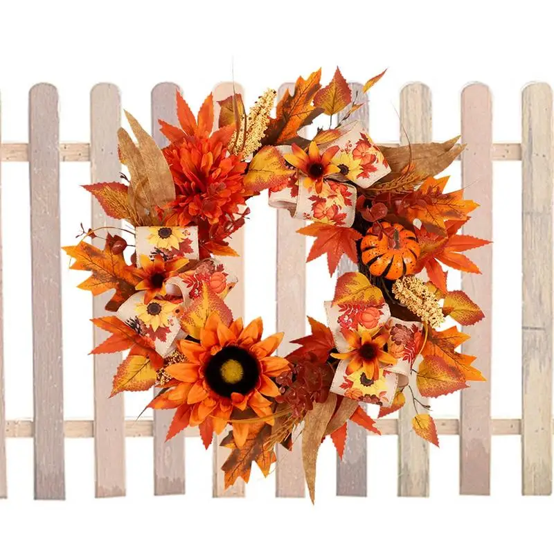 

Pumpkin Wreath Wedding Flower Wreath Door Decor Artificial Autumn Pumpkin Seasonal Thanksgiving Christmas Halloween Decoration