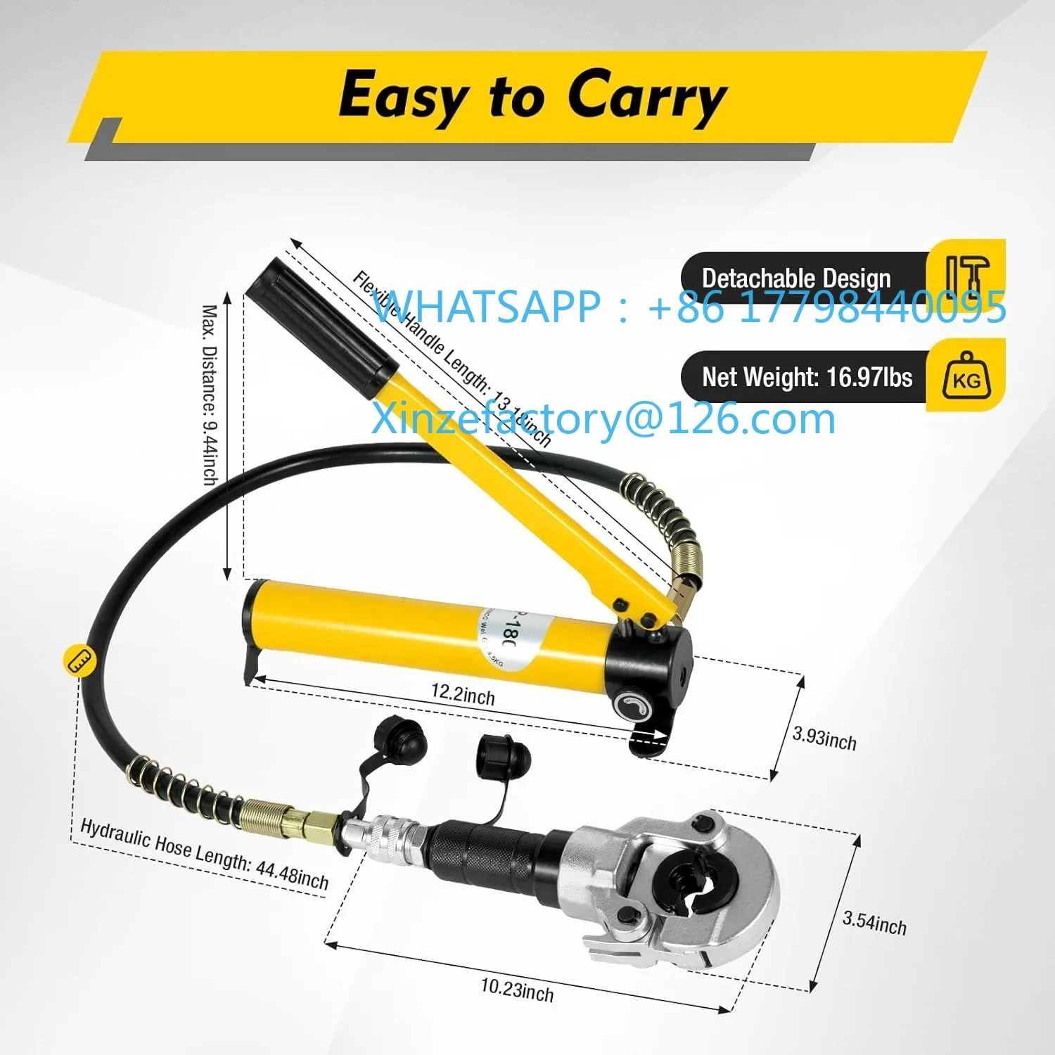 Фото Настраиваемый гидравлический датчик 6T V/TH-Kontur Hydraulik Crimpzange-360 °   Drehbarer Kopf Radialpresse Kupferrohr Pres №2