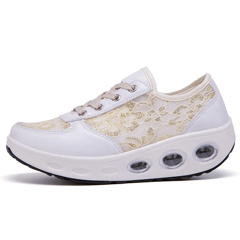 STRONGSHEN Women  Shoes Summer New  Breathable  Air Wear-resisting  Non-slip  Comfortable  Cushion  Heightening  Rocking  Shoes