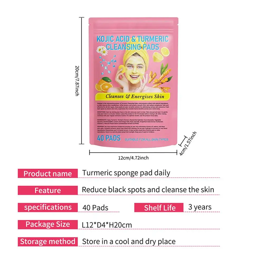 Портативные очищающие подушечки с куркумой и койевой кислотой губка для лица