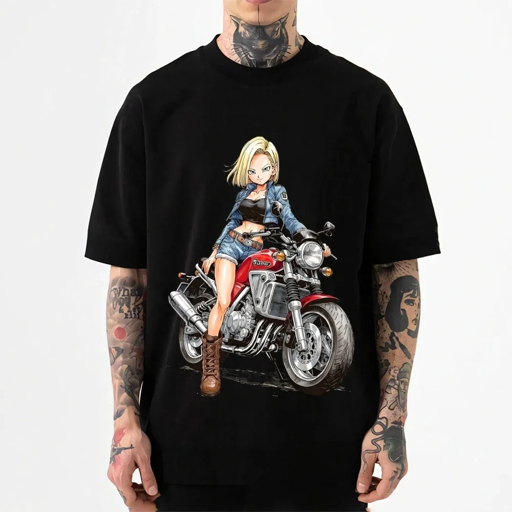 Фото Футболка Dragon Ball Android 18 в японском стиле, классическая, высококачественная, уличная одежда, мужская и женская одежда, новинка лета 2026 года №3