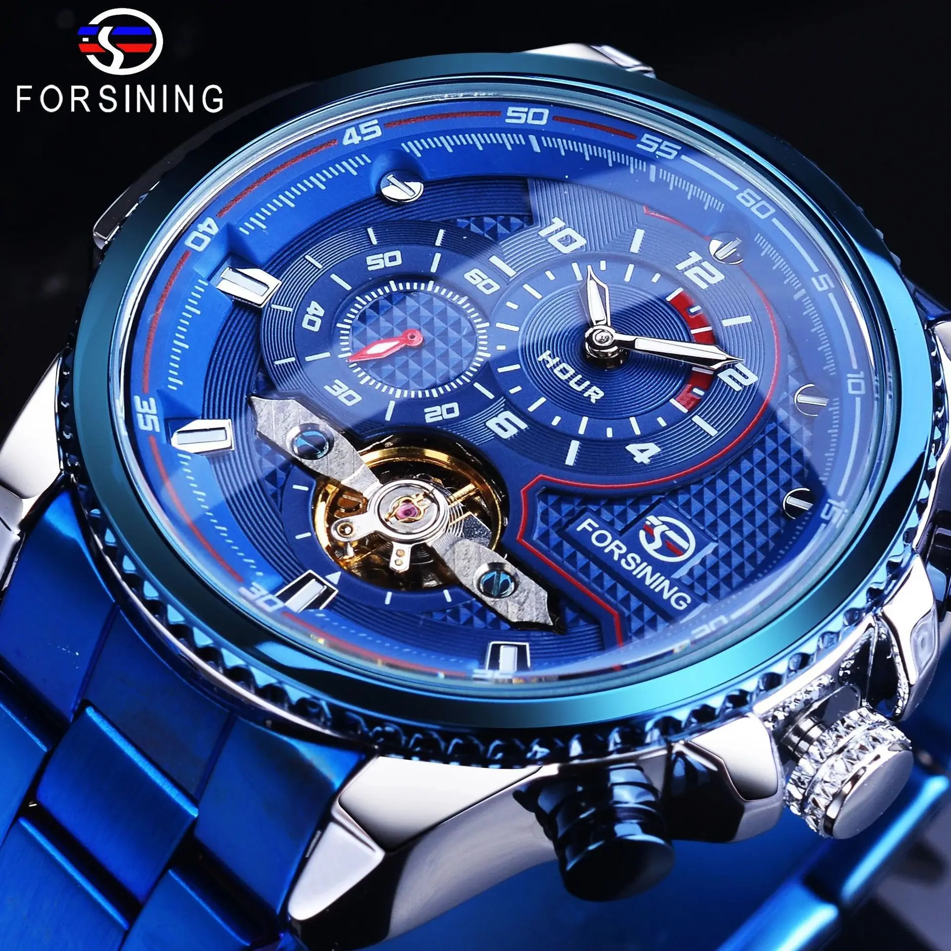 

Forsining New Men's Fashion Hot Selling Mechanical Watch Hollow Tourbillon Men's Watch Stainless Steel Watch