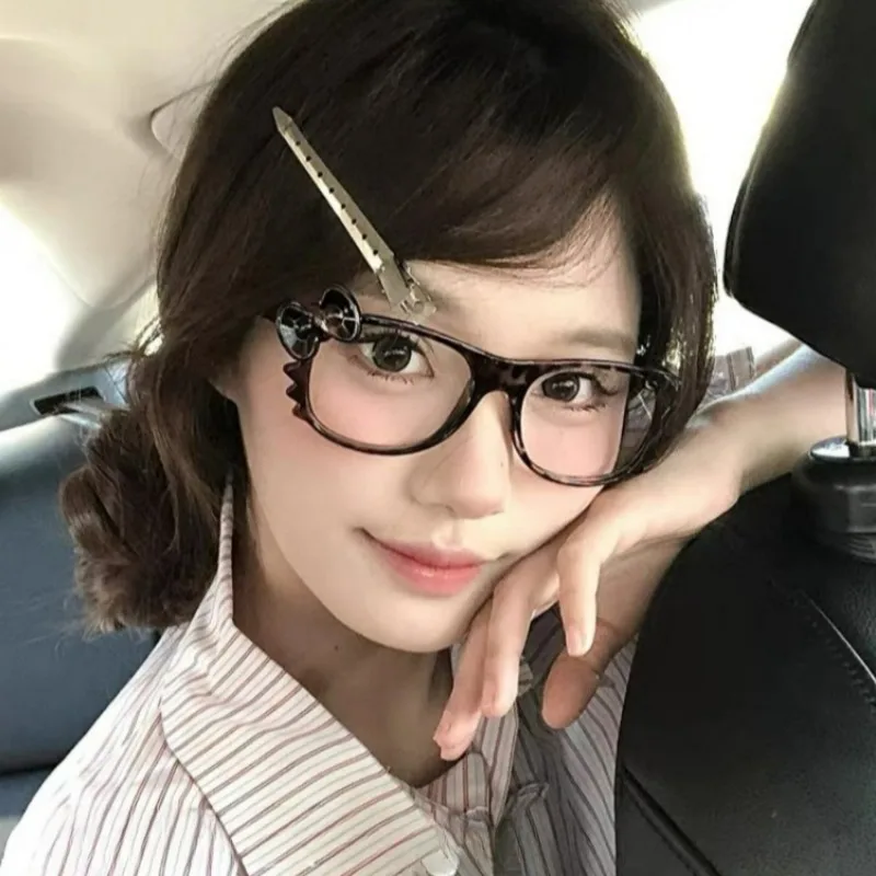 Y2k очки с леопардовым принтом и бантом популярные модные винтажные для девочек