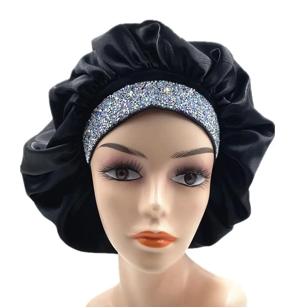 

Sleep Cap Fine Workmanship Easy Carrying Fabric Queen Satin Silk Bonnet for Household Sleep Care Bonnet For Women Curly Hair
