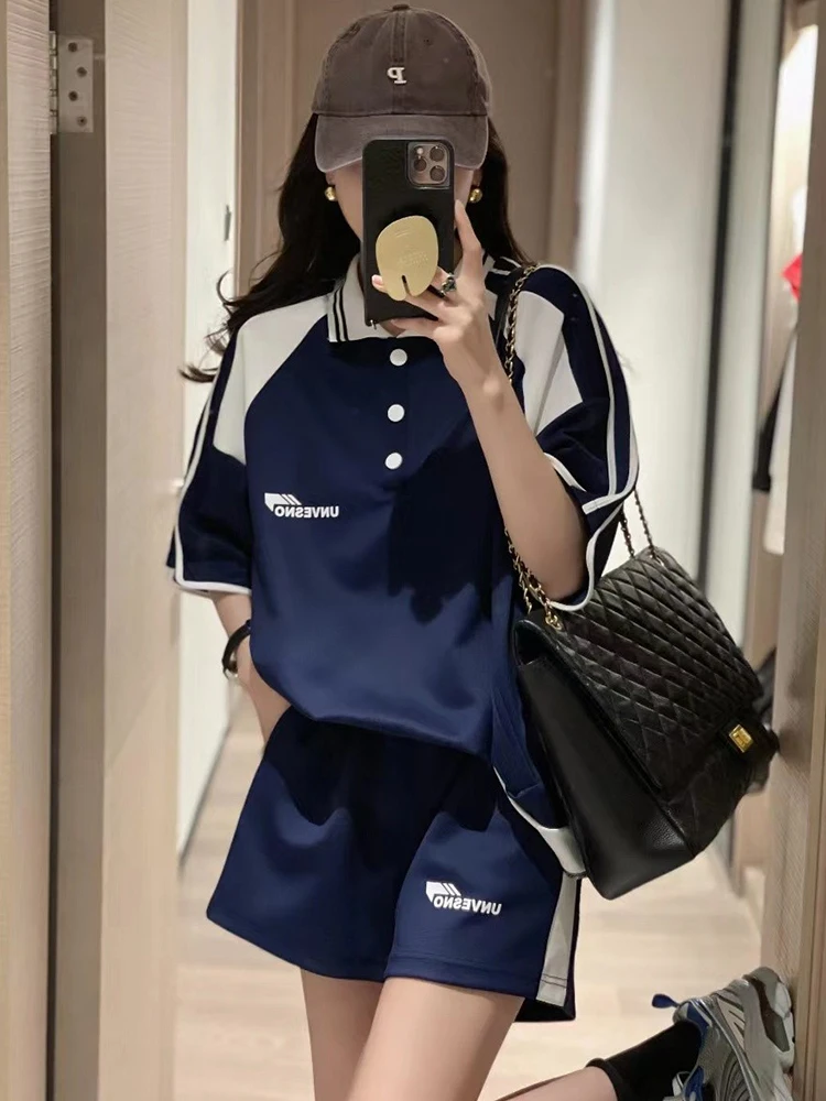 Костюм спортивный женский Повседневный из 2 предметов с шортами и коротким