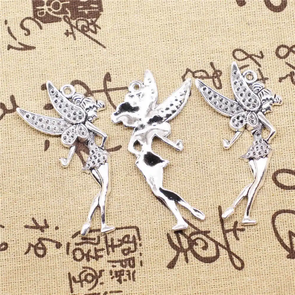 

Dragonfly Angel Charms For Jewelry Making Pendants For Earrings For Crafts 40X77mm Antique Silver Color 2 Piece