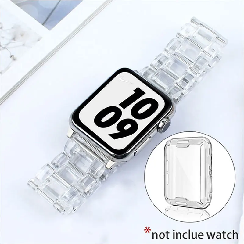 

Transparent Case+Strap For Apple Watch Band 44mm 40mm 38mm 42mm 45mm 41mm Smart Watch Bracelet For iWatch Series 8 7 6 SE 5 4 3