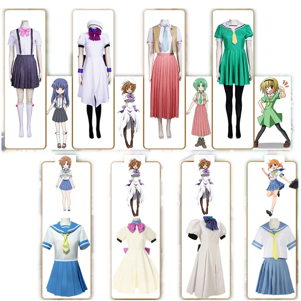 

Higurashi When They Cry Cosplay Clothing Ryugu Rena Sonozaki MION Hojo Satoko Furude Rika JK Uniform Dress Sailor Suit