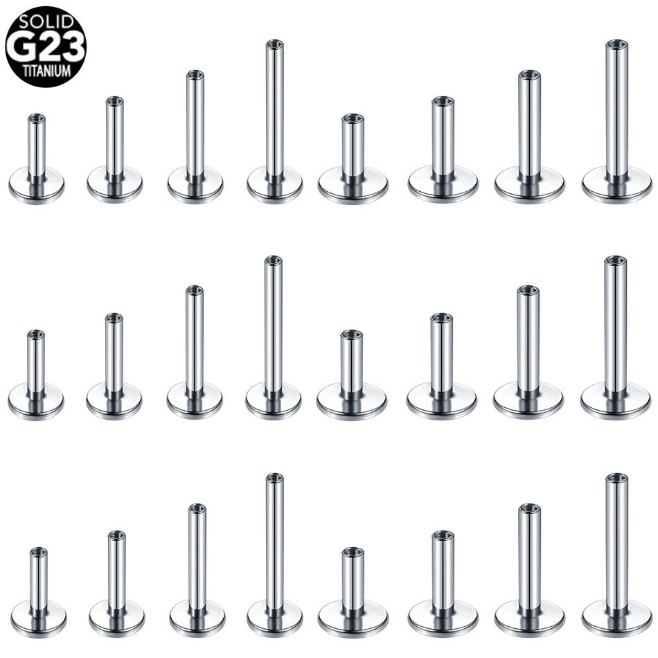 10Pcs/50Pcs G23 Titanium Labret Barbell Parts for Lip Piercing Earring Stud Internally Threaded Piercing Replacement Accessories